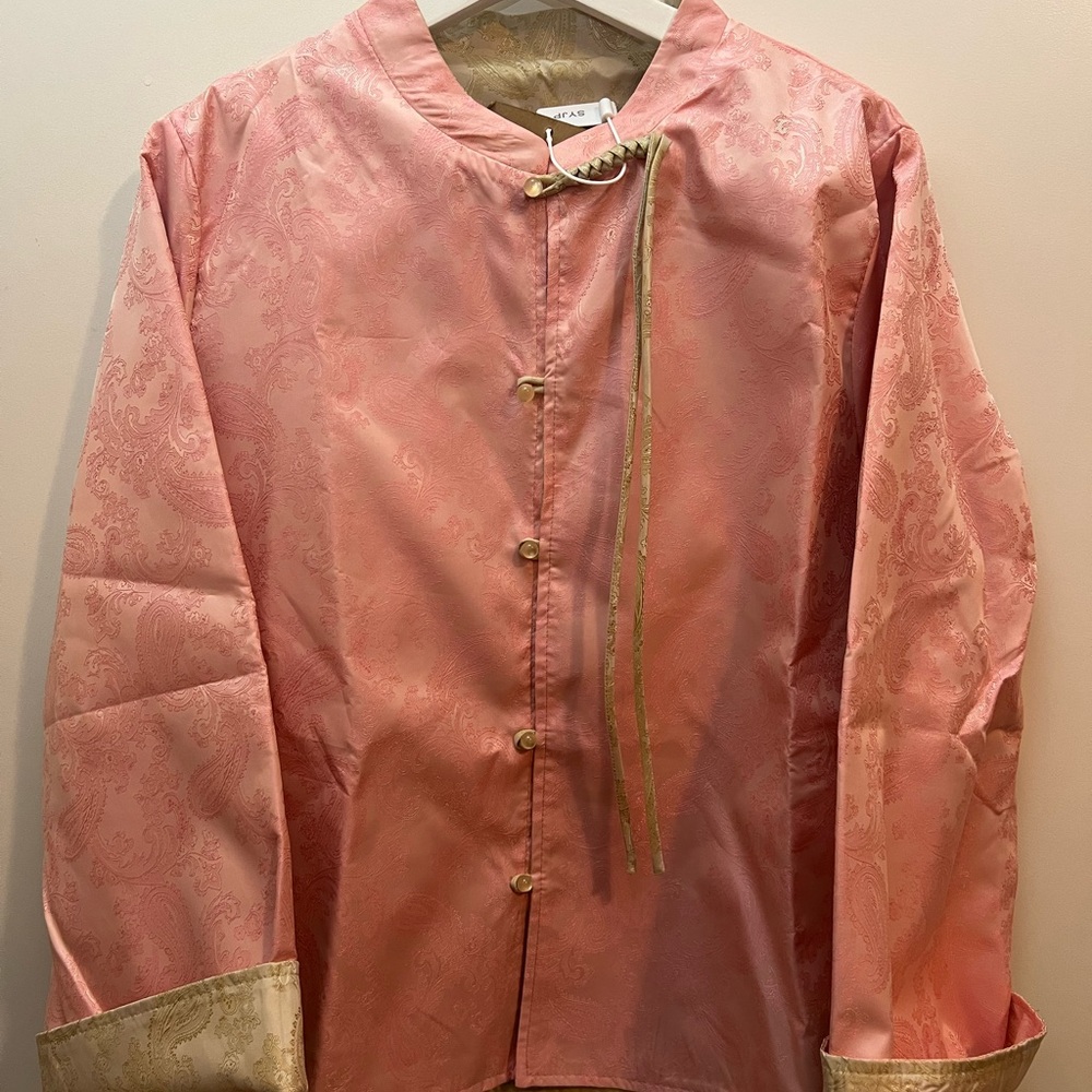Pink and Gold Reversible Chinese Silk Blend Jacket